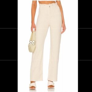 WeWoreWhat Beige Frayed Detail Pants 28